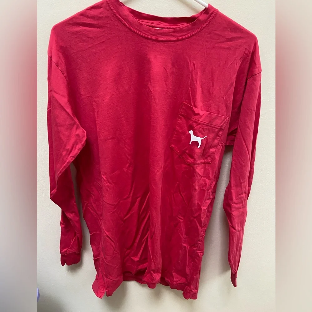 PINK Victorias Secret Ling Sleeve Pocket Tee; XS - Picture 1 of 4